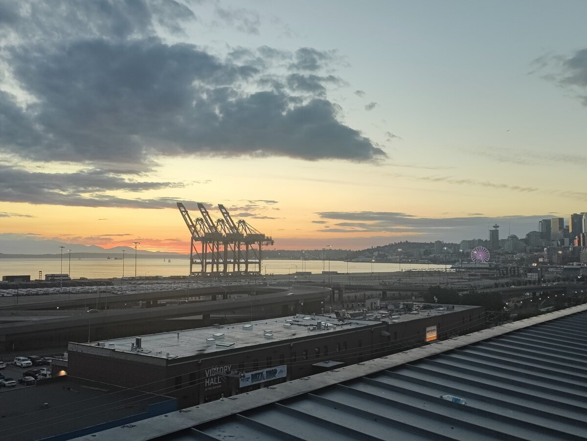 Seattle at sunset from T-Mobile park, June, 2024